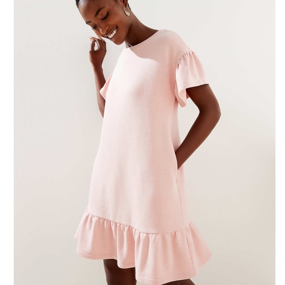 Loft Pink Flounce Tee Dress
